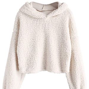 Women’s Fuzzy Faux Fur Crop Hoodie